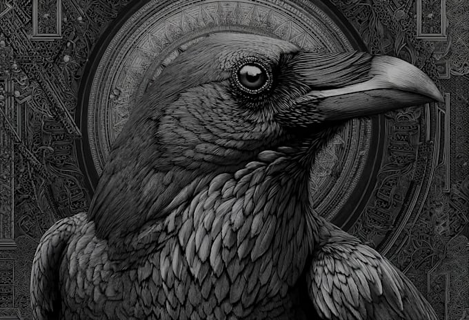 Draw a detailed dark art illustration with engraving style by ...