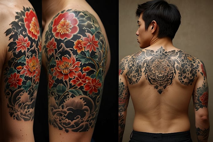 make a super artistic tattoo designs in japanese style