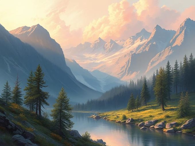 paint professional landscape concept art in painterly style
