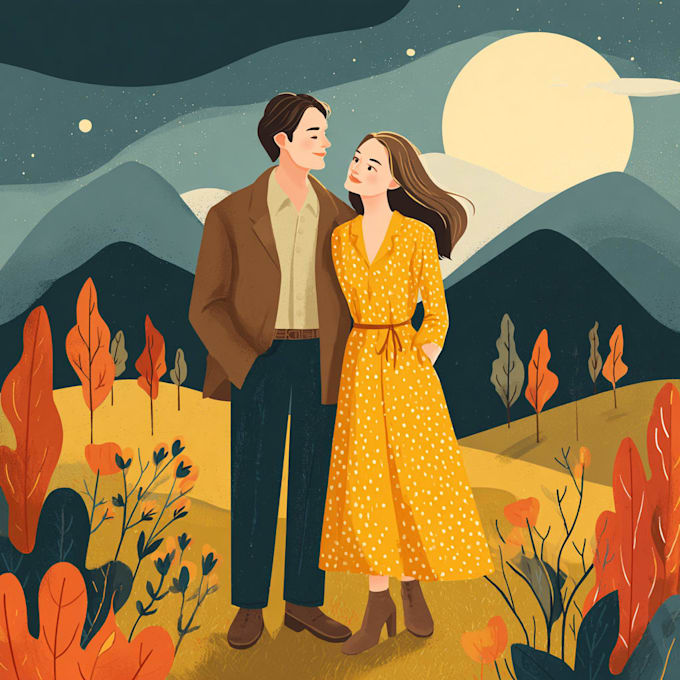 create cartoon disney couple portrait