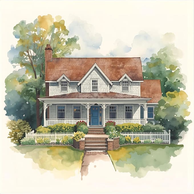 do an watercolor house portrait