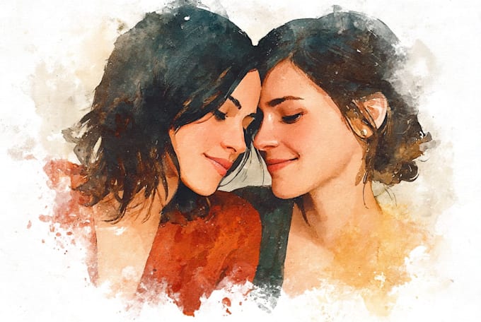 draw a watercolor couple portrait