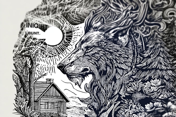 draw linocut illustration for tshirt design