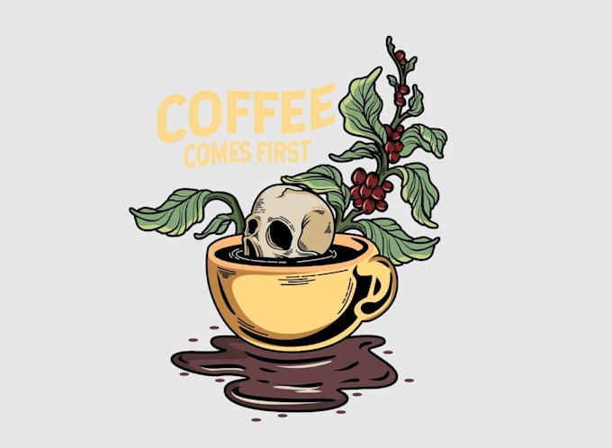 design vintage skeleton coffee shop logo