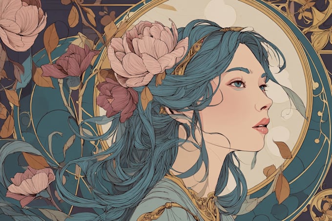 create illustrations in art nouveau style