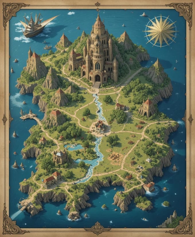 illustrate fantasy map and city map