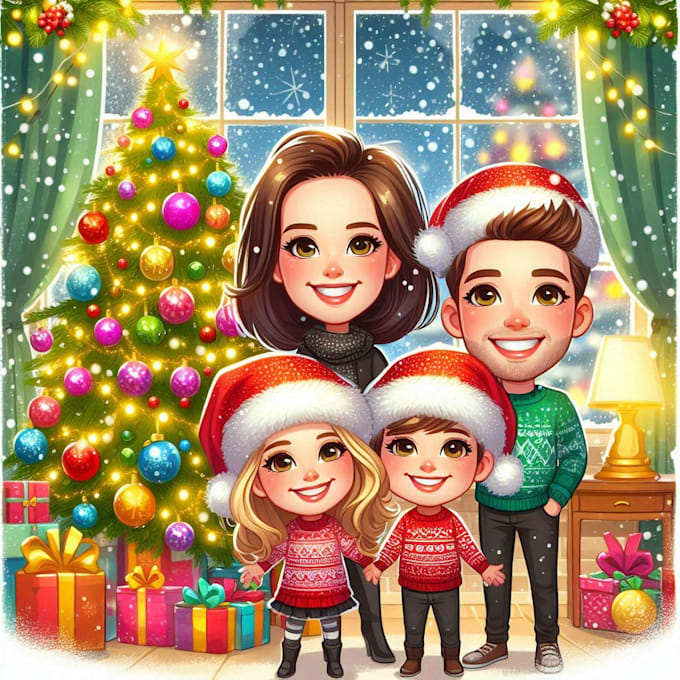 custom christmas cartoon caricature