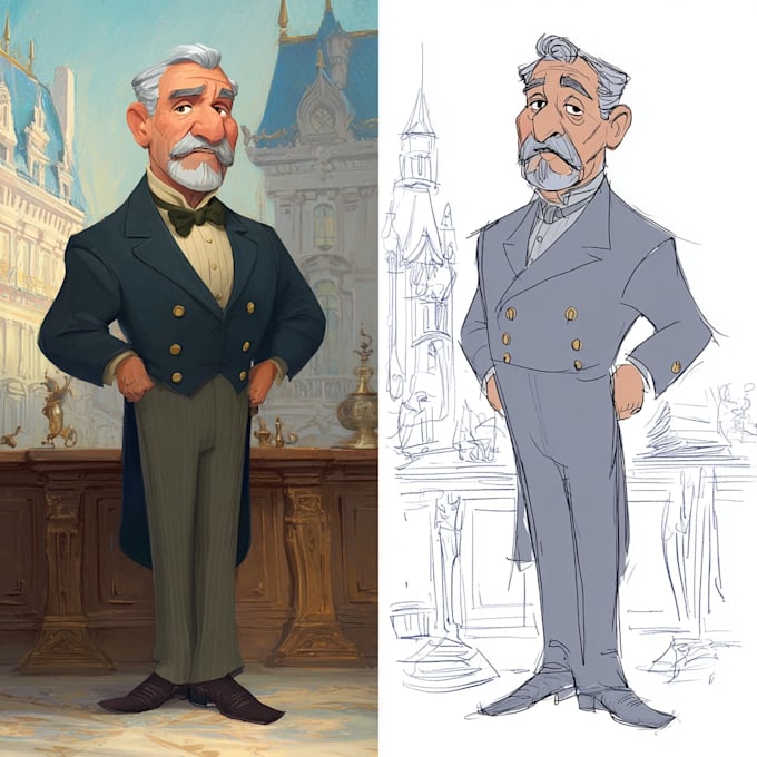 do cute disney cartoon portrait
