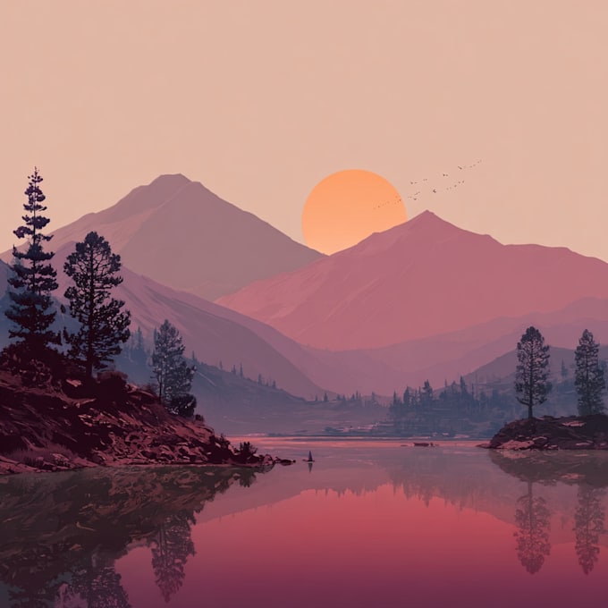 draw building, house, landscape into vector art illustration