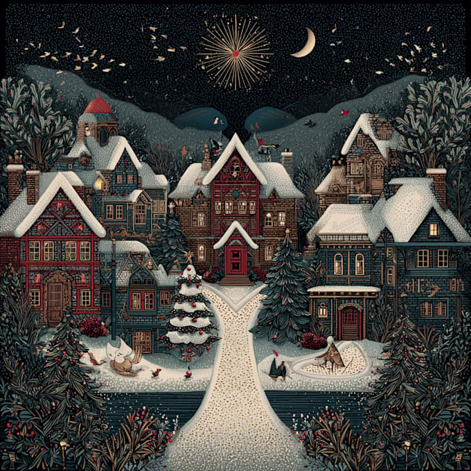 create a beautiful illustrated christmas card