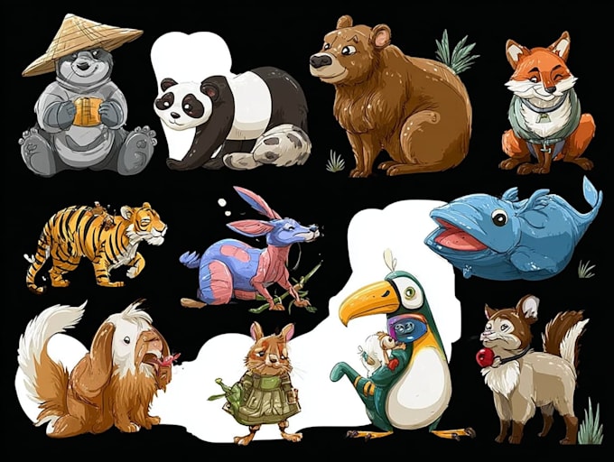 draw animals in cartoon style