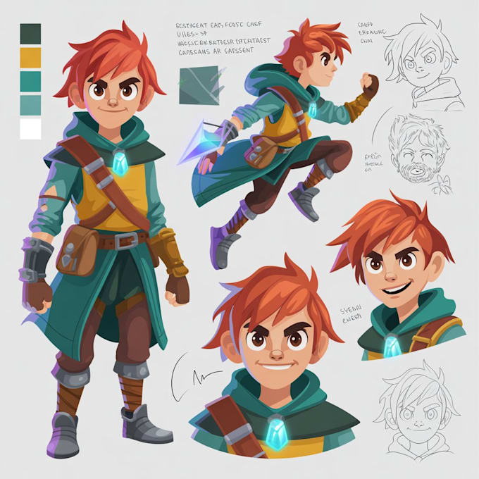 do 2d character design, 2d game character, concept