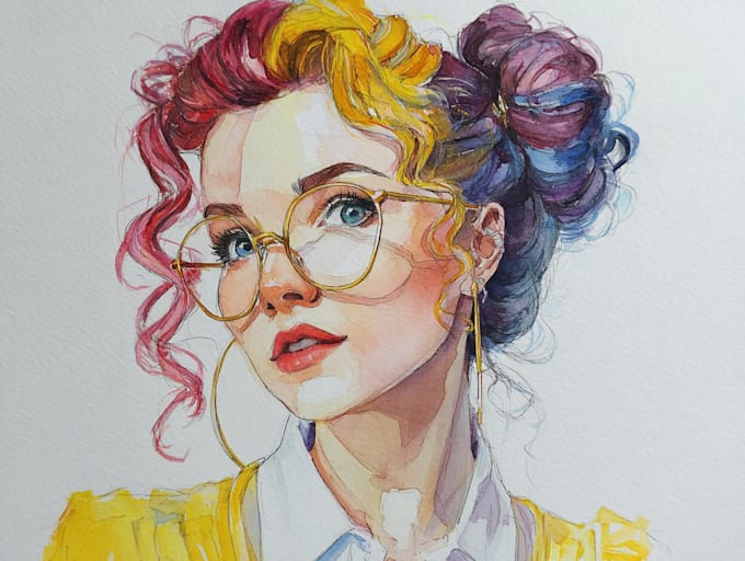 draw a watercolor pop art portrait