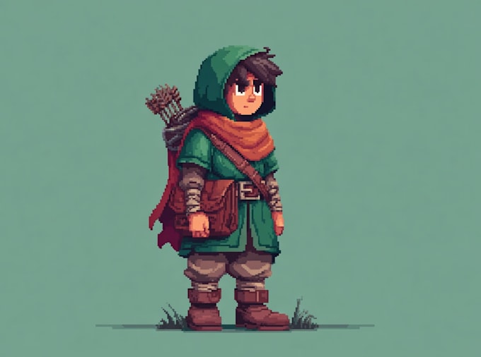 do pixel art character design, animation, retro pixel art