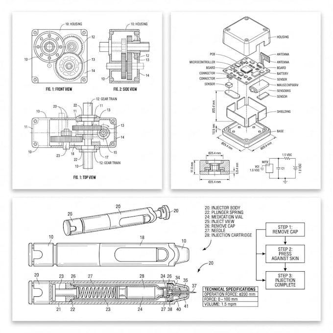 Do utility patent drawing patent illustration technical cad drafting ...