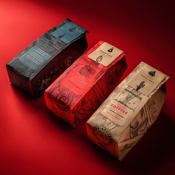 custom coffee packaging, bag, label and pouch design