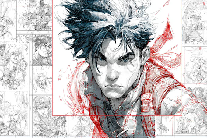 draw a comic book page illustration or webtoon episodes