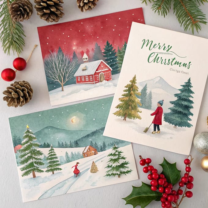draw christmas illustrations and cards for you