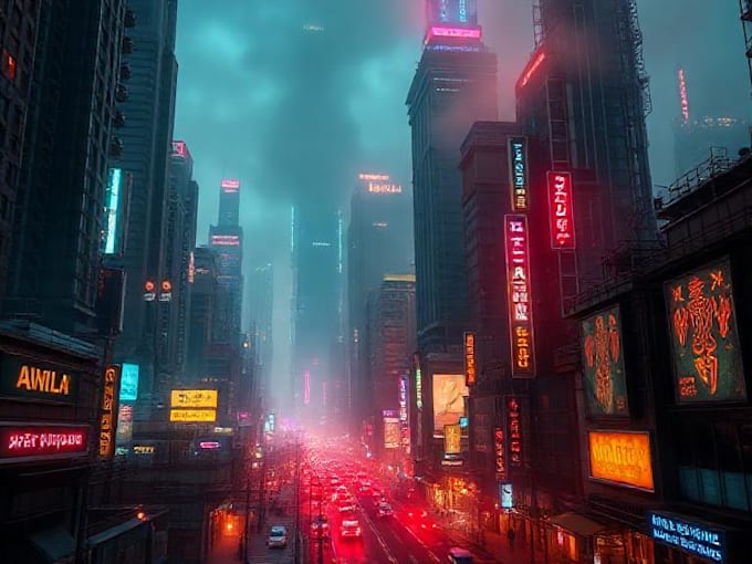 do cyberpunk scifi futuristic city