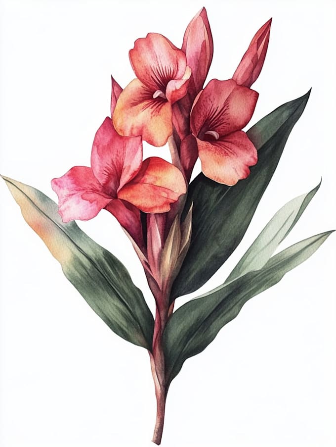 draw botanical illustration flowers for logo, pattern design