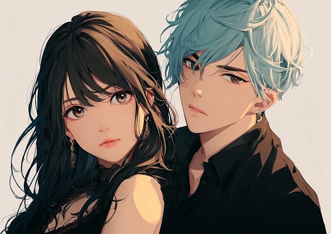 make a anime couple character art anime style