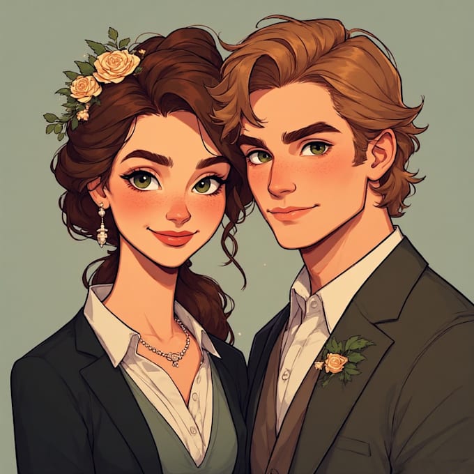 create a couple portrait illustration