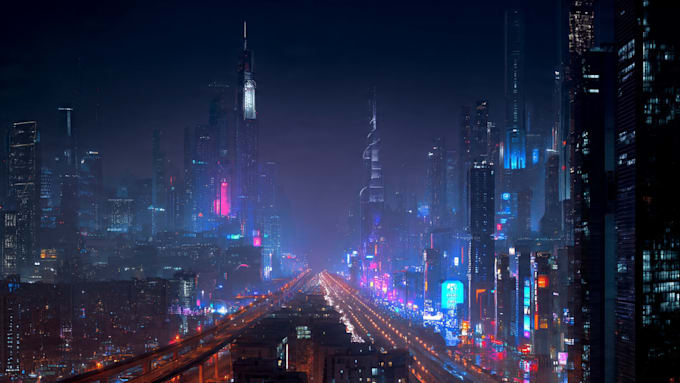 Do cyberpunk futuristic city art by Teonniurray | Fiverr