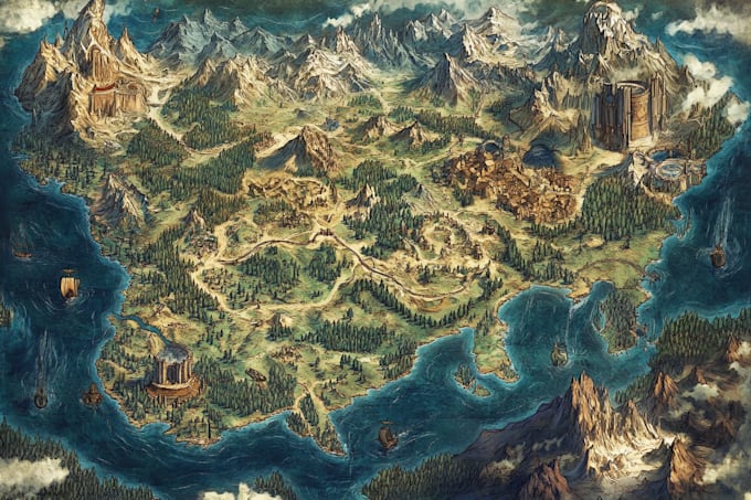 illustrate fantasy map and city map
