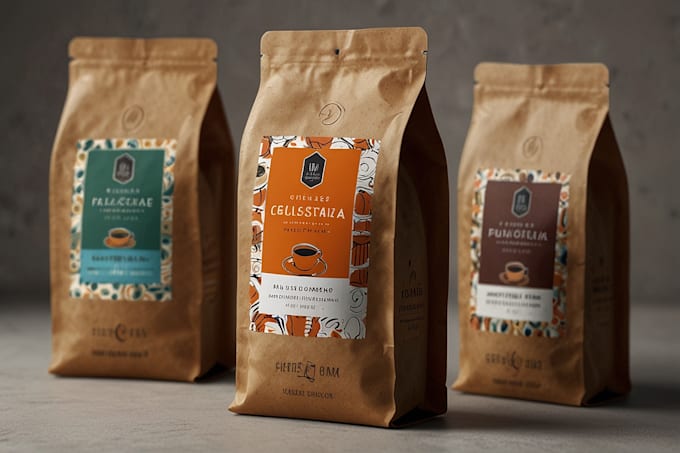 design professional coffee packaging, product labels, pouche