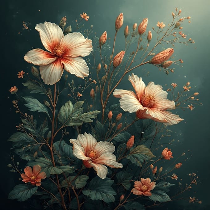 draw flowers illustrations in watercooler style