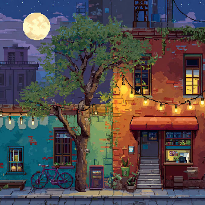make pixel art scene or background