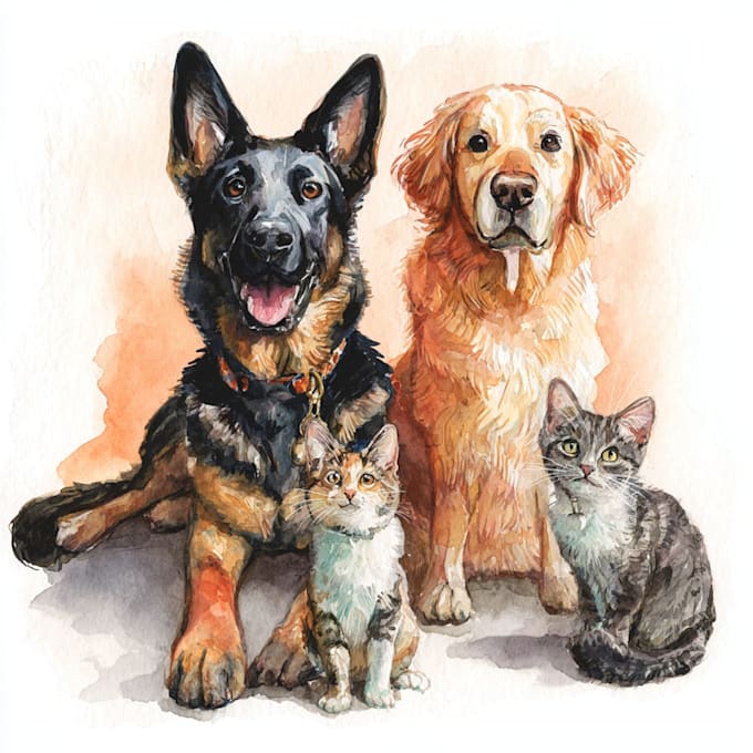 do paint custom pets portrait dog portrait in paper