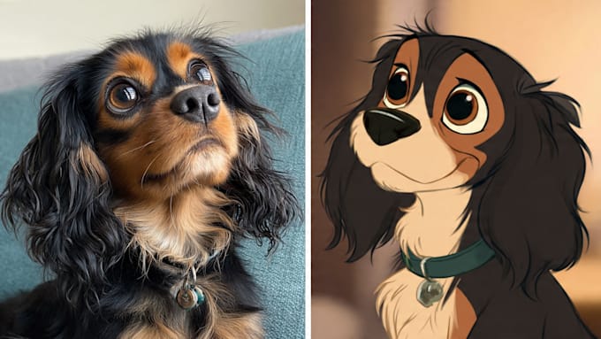 draw pet portrait into cartoon disney