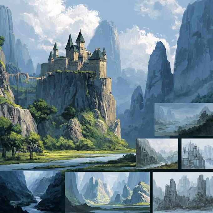 fantasy concept landscape illustrations