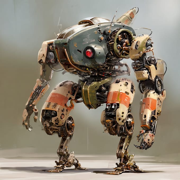 do anime style mecha robot illustrations
