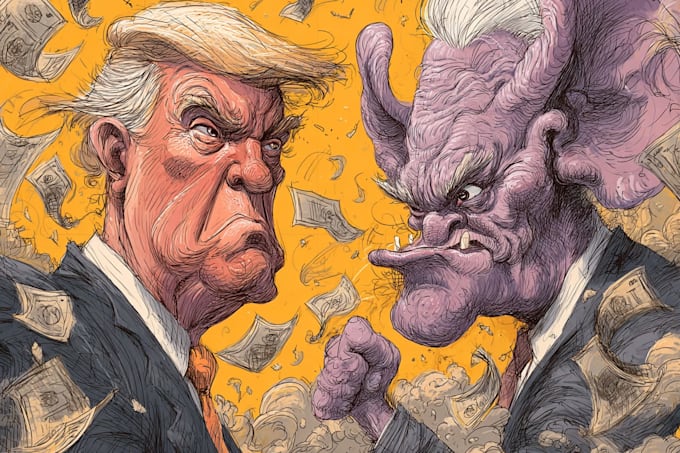 draw high quality political cartoon