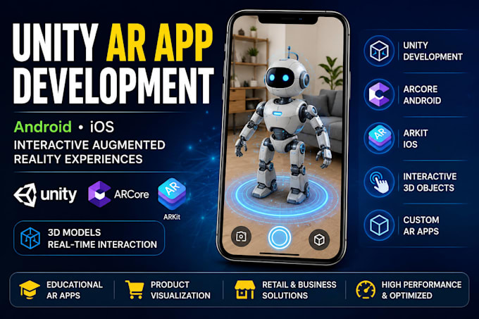 develop interactive augmented reality ar app in unity for android and ios