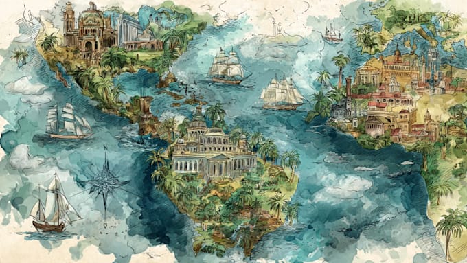 sketch watercolors custom illustrated maps in procreate