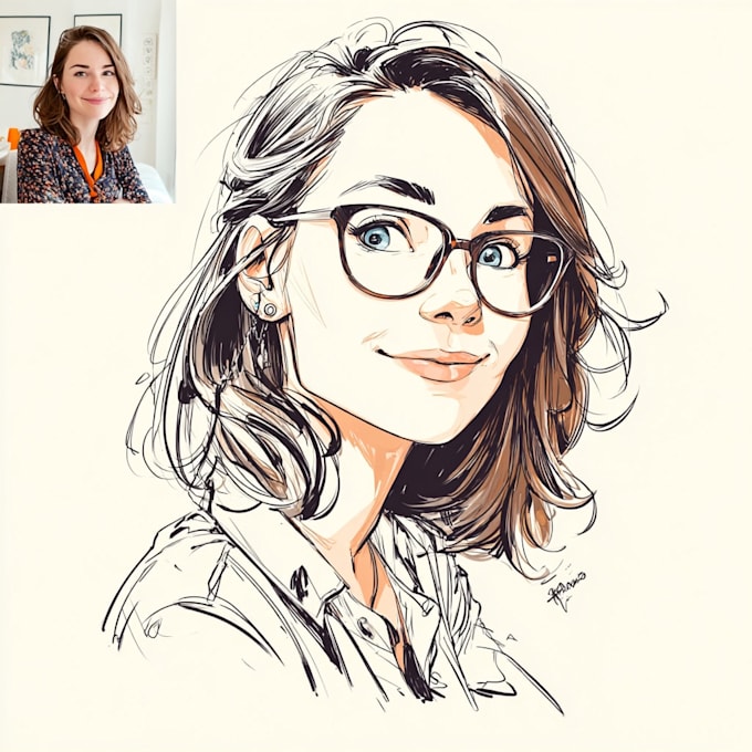 draw a cute cartoon couple portrait