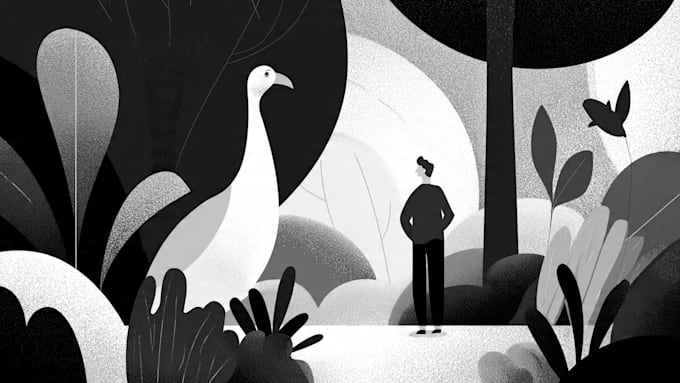 draw a black and white illustration for your project