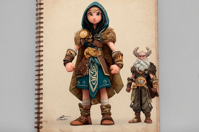 design custom game characters with weapons, outfits
