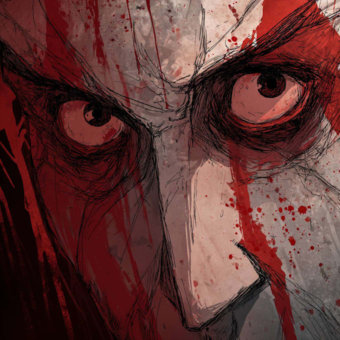 draw bloody horror illustration style