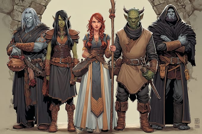 create dnd party character art fantasy rpg illustrations