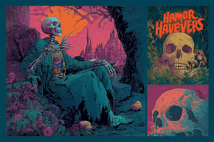 do amazing art retro horror, stoner, psychedelic
