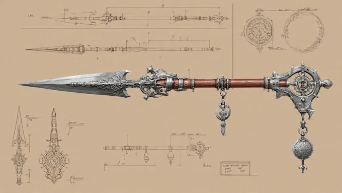 create game  weapon design and illustration