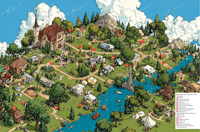 create city, event, tourist, and fantasy map illustration