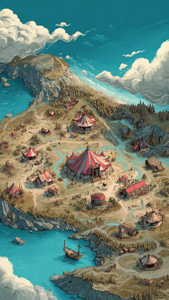 fantasy map illustration vector event map design tourist map