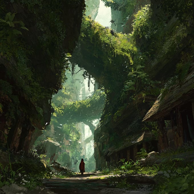 draw environment concept art, fantasy worlds