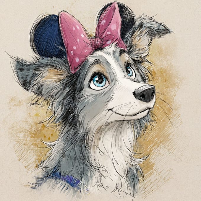 draw a cute disney style pet portrait