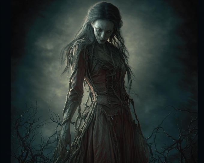 create terrifying horror character art and creepy monster